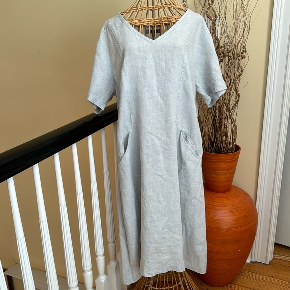 Flax gray linen dress